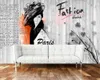 Anpassad tapet European Style Fashion Trendy Empress Wood Grain Clothing Background Wall Silke Väggmålning