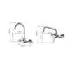 Kitchen Faucet Stainless Steel Bathroom Basin Sink Tap Wall Mounted 360 Degree Swivel Double Hole Hot Cold Water Mixer Tap Crane T200424