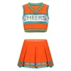 Cheerleading Femmes Cheerleader Costume Cheer Cheer uniforme cosplay tenue rave V Crop sans manches avec une mini jupe plissée F318J