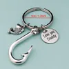 Gancho de peixe Keyring Metal Keychain Adorável Você Papai Papai Impressão Personalizar Carro Keychain Pequeno Chaveiro Chaveiro Anel do Dia dos Pais VT17