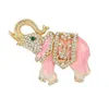 Broche con forma de elefante rosa para hombre, joyería exquisita de lujo con diamantes de imitación, regalos para parejas, esmalte de moda, alfileres para hijab, broches para bufanda