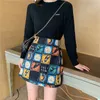 New fashion women''s high waist bird doodle print corduroy fabric a-line plus size large size short skirt boot cut skirt 3XL 4XL