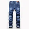 Große Herren-Jeans, klassisch, gerades Bein, zerrissen, Modedesigner, schmale Passform, gewaschenes Vollloch, Biker-Hip-Hop, blaue Denim-Hose JB2