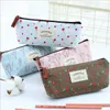 Designer-Countryside Flower Floral Pencil Pen Case Cosmetic Makeup Bag Cute Small Cosmetic Purse Wash Bags 4 Colors