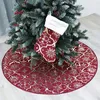 Orlo dell'albero di Natale Materiale della tela da imballaggio volant di cotone gonne dell'albero di Natale 54 pollici ricamato forniture natalizie ornamento EEA460