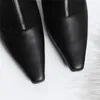 Hot Sale-2019 Topkwaliteit Lederen enkellaars voor vrouwen Puntschoen herfst laarzen elastische hoge hakken schoenen vrouw