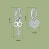 S925 Sterling Silver Kolczyki Dynda Blokada i Kluczowe Kobiety Srebrne Ear Ring Body Biżuteria dla dziewcząt