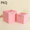 Presentförpackning 20st 16 * 16 * 16cm / 22 * ​​22 * ​​22cm Kraft Paper Bag Flower Box With Handle Bouquet Florist Packing Valentine's Day Boxes1