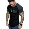 Hirigin Jogger Casual T Shirt Mens Tee krótkie rękaw Slim Fit Gym Elastyczne letnie mięśnie