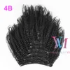 120g Afro Kinky Curly Clip i mänskliga hårförlängningar 4A 4B 4C Natural Color Indian Virgin Hair Nuticle Justicle Aligned For Women