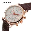 Sinobi Fashion Causal Mens Klockor Top Märke Luxury Calendar Chronograph Läder Watchband Armbandsur Business Montre Hommes