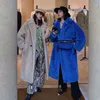 Winter Coat Real Teddy Fur Coats Kobiety Moda Z Długim Rękawem Futro Kurtki Kobiety Eleganckie Solidne Kieszenie Dłuższe Płaszcze Kobiet Panie