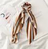 INS Nastri per capelli a righe Fiocco Accessori donna Fasce per capelli Cravatte Scrunchie Supporto per coda di cavallo Corda di gomma Decorazione Grande fiocco lungo