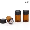 1 ml 2 ml 3 ml 5 ml amber mini glazen fles etherische oliedropper display flesje kleine serum parfum bruin monster container 2000pcs / lot Gratis DHL