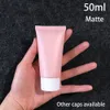 Récipient à presser en plastique rose mat de 50ml, bouteille de Lotion cosmétique de 50g, Tube souple vide, emballage de crème pour le visage, livraison gratuite