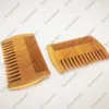 MOQ 50PCS Amazon Green Sandal Trähår Kam Dual Sidor Fine Grova Trähår Borsta Anpassad Logo Män Grooming Combs