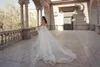 Julie Vino sjöjungfru bröllopsklänning med avtagbar tåg V Neck Appliced ​​pärlstav brudklänning rygglös ruffle lumbal vestidos de novia