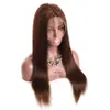 #4 Brown Color 4x4 Straight Lace Closure Brazilian Human Hair Wig 130 % 150 % density 8inch To 26inch