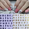Etiquetas engomadas de la decoración de uñas en las uñas del arte de la etiqueta de la etiqueta de la carta de oro de los accesorios de la inscripción para manicura espalda pegatina