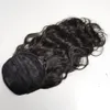 Macio Cabelo Humano rabo de cavalo ondulado peruca rabo de cavalo com estrondo cordão cavalinha cabelo remy brasileiro molhado e ondulado 8A GRADE 120g semles elegante