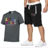 Herren-Trainingsanzug mit Buchstaben-Aufdruck, Damen-Sommer-Sportbekleidung, kurzärmelige T-Shirts + Hosen, Pullover, Lauf-Jogger-Anzüge, O-Ausschnitt, Sportanzug, T-Shirts