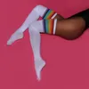 de Estilo Hot Hot Broca Knee Socks Stripe Mulheres Meias com broca Meias meias elevadas