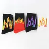 Men Fashion Hip Hop Hit Color On Fire Crew Socks Red Flame Blaze Power Torch Hot Warmth Street Skateboard Cotton Long Socks