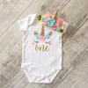 Kleding voor babymeisjes Jurken 1 jaar Eenhoornjurk 1e verjaardag Unicornio Romper Tutu Hoofdband Doop pasgeboren kerstkostuum XF1422109571