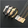 Coppia di braccialetti in acciaio inossidabile Bracciale Collane con chiave di blocco Set di gioielli con ciondolo per fidanzato, fidanzata, compleanno, San Valentino 266C