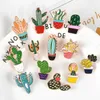 14Styles Potted Plant Rainbow Enamel Pins Custom Cactus Cat Brosches Backpack Shirt Lapel Pin Badge Mode Cartoon Smycken Kids