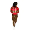 Mulheres Leopard Painéis Treino Hoodie longo da luva dos retalhos com capuz Tops pullover calças calças dois equipamentos conjunto de peças Suit Sport LJJA3177