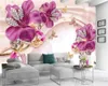 Papier peint à fleurs 3d personnalisé, fleur de Magnolia en soie rose, décoration intérieure, papier peint Mural romantique