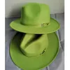 2020 Trend Lime Green and Red Patchwork Womens Men Wide Brim Felt Hats Lady Panama Vintage Unisex Fedora Hat Jazz Cap L XL