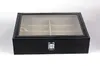 Óculos de sol caixa de armazenamento com janela imitação de couro caso de exibição organizador de armazenamento coletor 8 slot óculos de sol s307h
