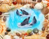 Custom 3d Home Floor Mural Wallpaper Beautiful Conch Shell Dolphin Swimming HD Indoor Floor Wallpaper