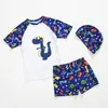 Kids Boy Swimsuits Toddler Boys Dinosaur Tops Swimming Trunks Hat 3 PCS Sets Sunscreen Children Swimwears Kids Swim Clothes DHW3255