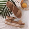 Vertvie Nieuwe Zomer Dames Platform Sandalen Vrouwen Peep Toe Hoge Wiggen Hak enkel gespen Sandalia Espadrilles Vrouwelijke Schoenen