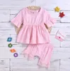 Kids Designer Clothes Baby Girls Ruffle Clothing Sets Summer Soft Breathable Top Lace Shorts Suits Child Casual T Shirt Harem Pants AYP469