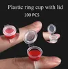 100 stks Inkt Cups Tattoo Pigment Ring Ink Houder Cup Container met Deksel Cover Cap Permanente Make-up Microblading Tool