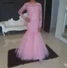 2020 Piękny Różowy Długi Rękaw Kwiat Girl Sukienki Dla Juniorów Koronki BeTeau Zipper Syrenki Dziewczyny Korowód Dress Party Prom Dress Graduation