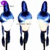 Neue Sexy Stil Mode Blau Farbe Natürliche Weiche Gerade Synthetische Lace Front Perücken für Afrikanische Schwarze Frauen Cosplay Party Perücke