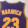 Top Quality 23 Pete Maravich Lsu Tigers High School Jersey College Basketball Trikots Blau Ed Sport Shirt