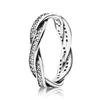 Vero anello nuziale in argento sterling 925 con gioielli regalo con scatola originale per Pandora Sparkling Twisted Lines Anello da coppia per donna Uomo