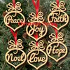 Creative Peace Love Christmas Decorations Wooden Ornament Xmas Tree Hanging Tags Pendant Decor 220PCS