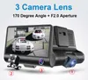 4 "Screen Car Dvr Triple Camera Recorder Driving Video DashCam FHD 1080P Video 3CH Przód 170 ° Tył 140 ° Wnętrze 120 ° Night Vision G-Sensor