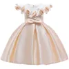 6pcs bebê menina 3d flor de seda princesa vestido para festa de casamento vestidos elegantes para crianças para crianças meninas crianças roupas de moda