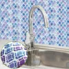 3D 38.2x14cm Aquarel Mozaïek Verwijderbaarself-Adhesive Waterdichte Keuken Badkamer Sticker Tile Sticker Art Muursticker