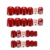 24pcs / set venda quente completa Tampa de Natal resuable unhas Falso Stickers com cola Mulheres Round Forma Nail Art Manicure Decoração