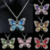 colar New Multicolor borboleta de cristal de prata brilhante pingente de borboleta Chains jóias colar de mulheres