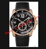 Melhor qualidade Calibre De Black Roman Dial 42mm Relógio de aço W7100056 W2CA0004 WSCA0011 Correia de borracha Relógios masculinos automáticos da moda Relógios de pulso